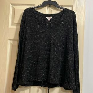 Silver glitter black top